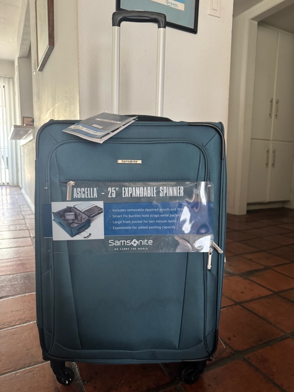 New With Tags-Samsonite Ascella 25” Expandable Spinner Luggage in Teal Green - Picture 3 of 4